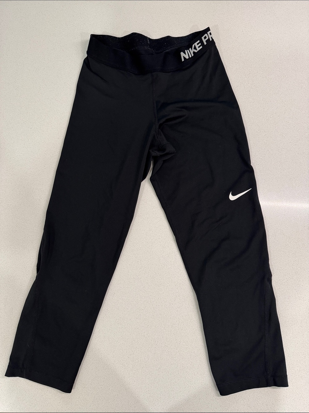 Nike Black Kids' Performance Leggings with White Swoosh